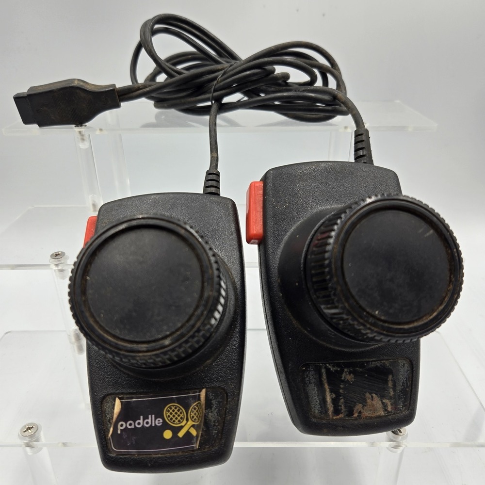 Atari 2600 Pong Tennis Dual Paddle Controllers Set Of 2 OEM Tested EUC VTG